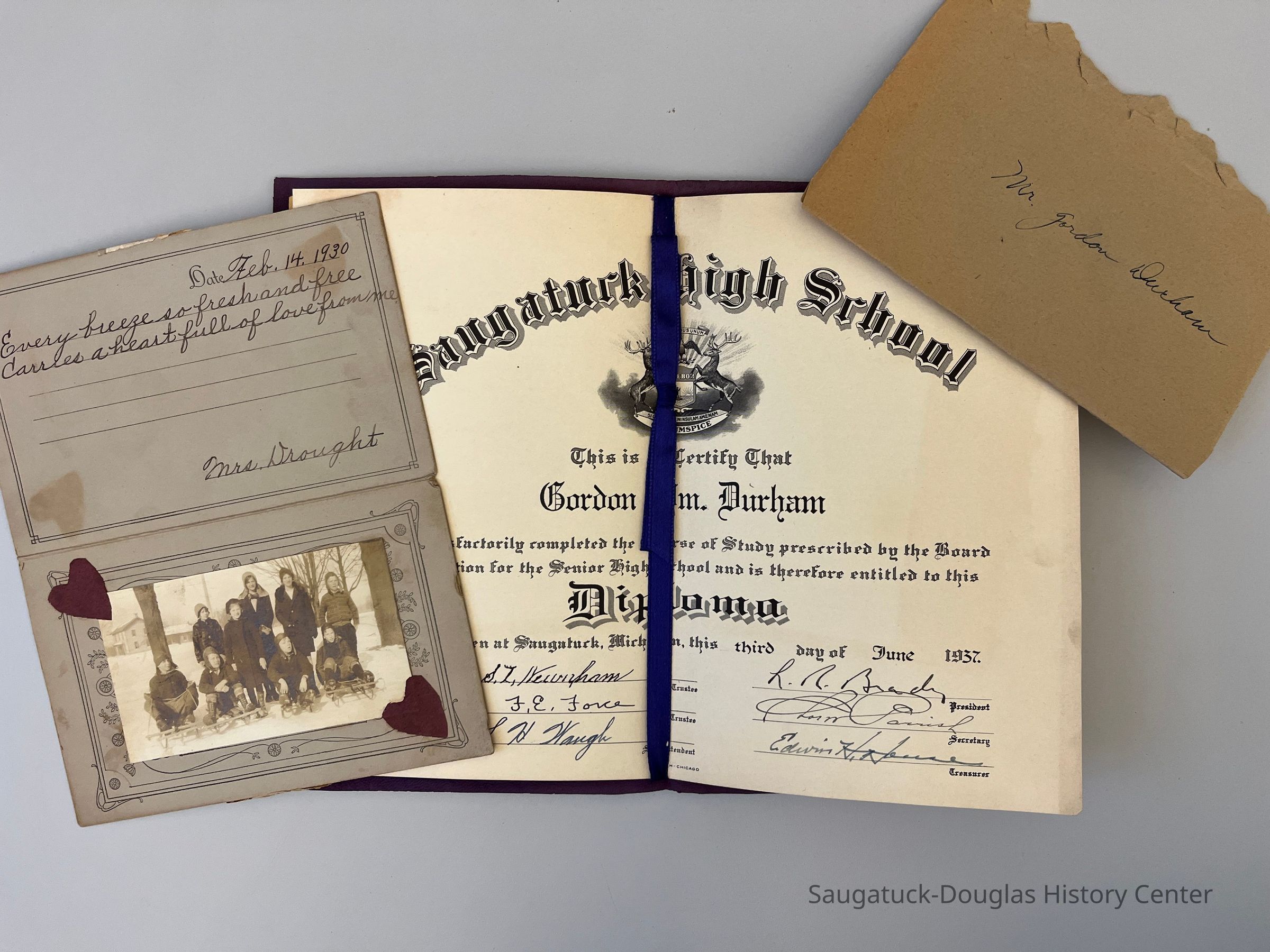 Gordon Wm. Durham SHS diploma 1937 picture number 1