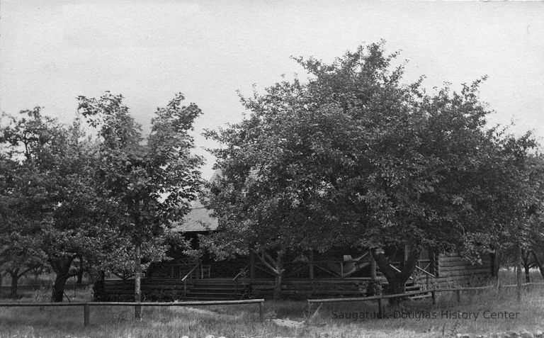          Julie__Orchard_log_cabin.jpg 608KB; The Wallin cottage was built in 1900 at the southeast corner of Center Street and Lake Shore Drive. After it was destroyed by fire about 1912 two identical cottages were built. In the 1980s the two buildings were joined to again create one residence. The cottage is across Center Street from a log cottage built in 1901 by William H. and Maraquita (Whittelsey) Simpson. Mrs. Simpson was the sister of Elizabeth (Whittelsey) Wallin, wife of Van A. Wallin.
   