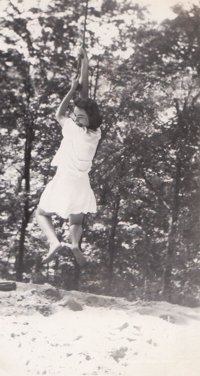          Swinging on a Mt. Baldhead rope from the Dorothy Perkins, Holland, collection
   