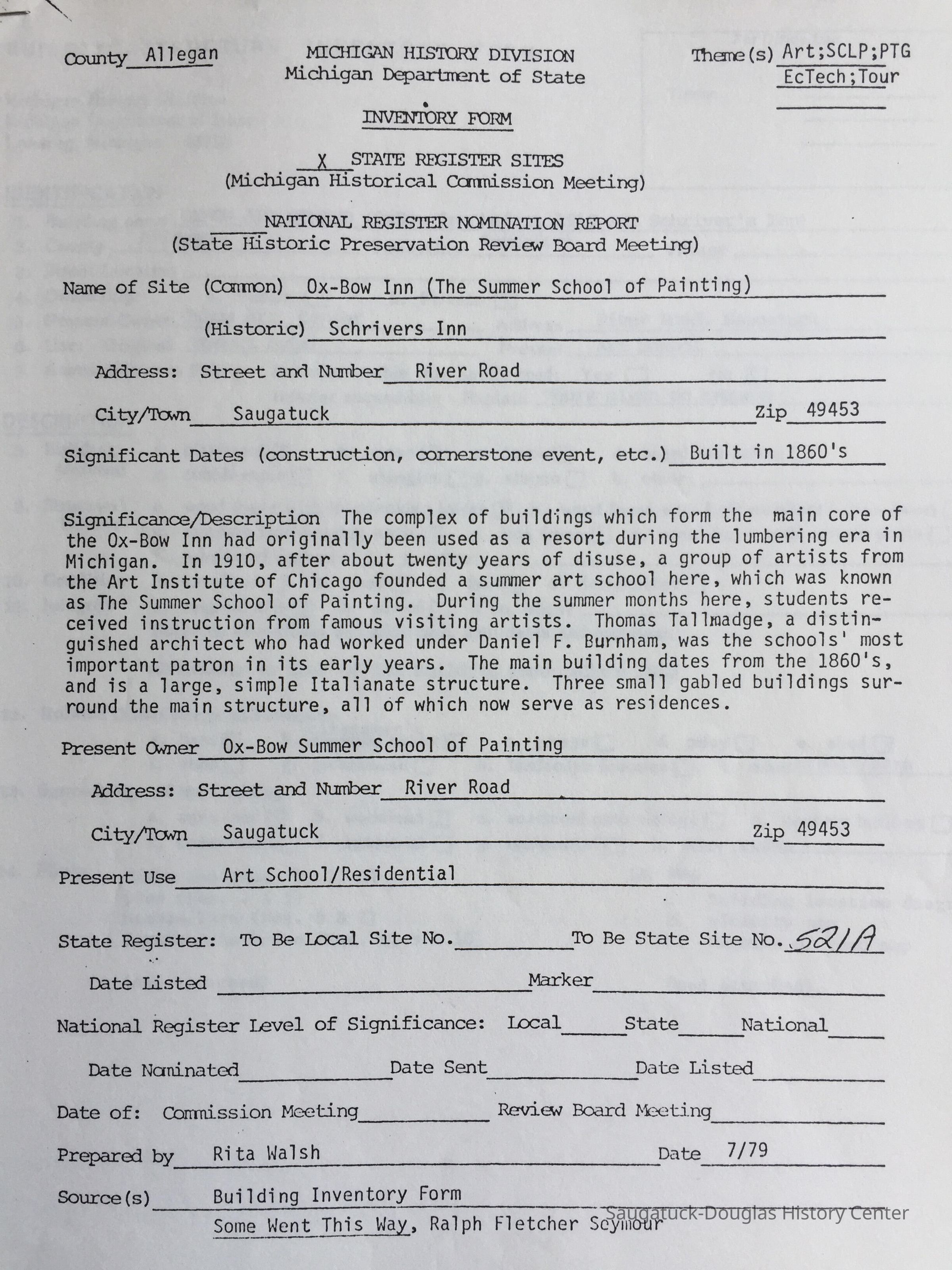 Ox-Bow Inn State Historic Register Inventory Form picture number 1