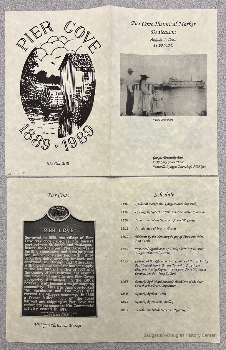          Pier Cove marker dedication brochure picture number 1
   