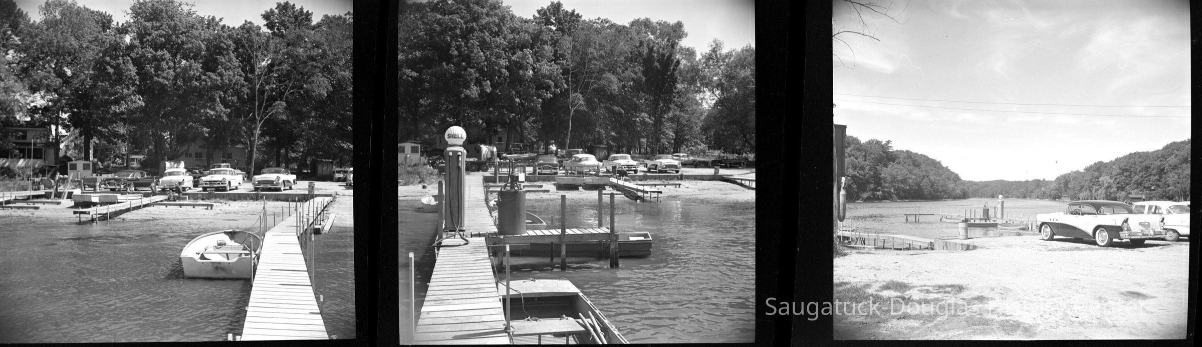 568 0/3 Saugatuck - boats 6/1958 Boats docked at Clover’s Landing; 568MarinaMooresCreekArea.jpg 623KB