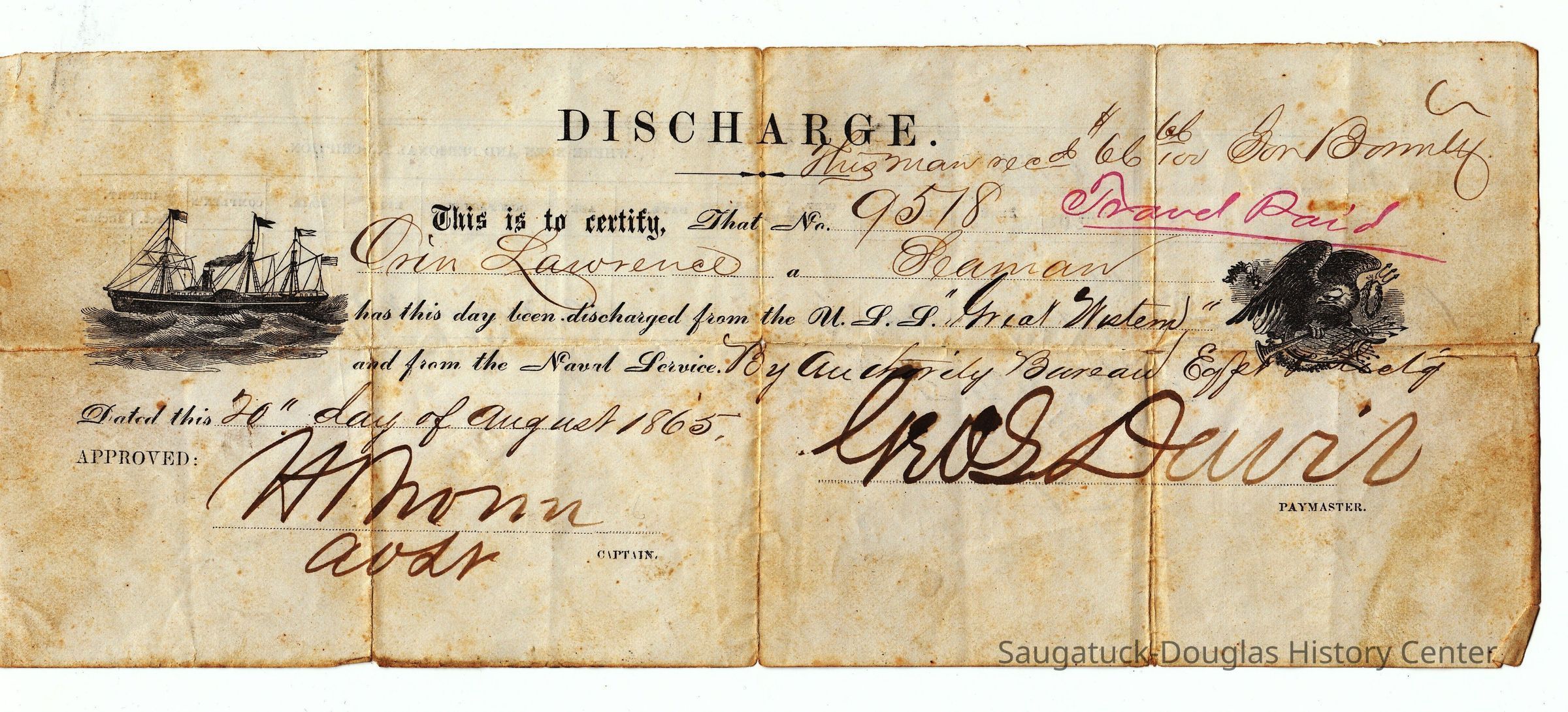         image003.jpg 2.8MB; Orrin Lawrence Discharge Papers - 1865
   
