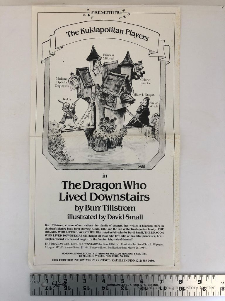          The Dragon Who Lived Downstairs; Advertisement for a book by Burr Tillstrom
   