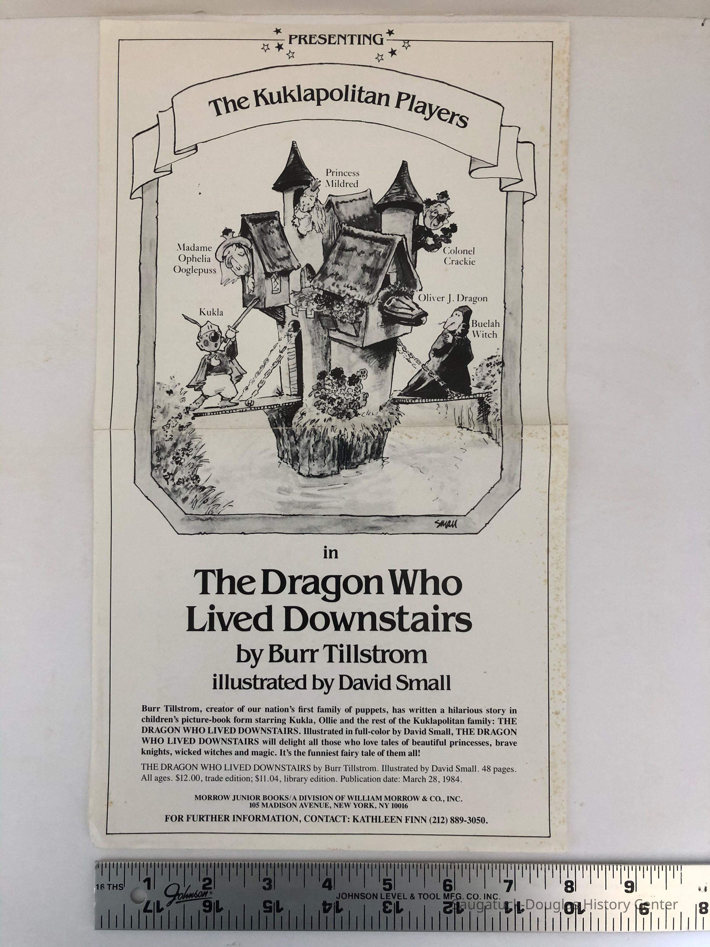 The Dragon Who Lived Downstairs; Advertisement for a book by Burr Tillstrom