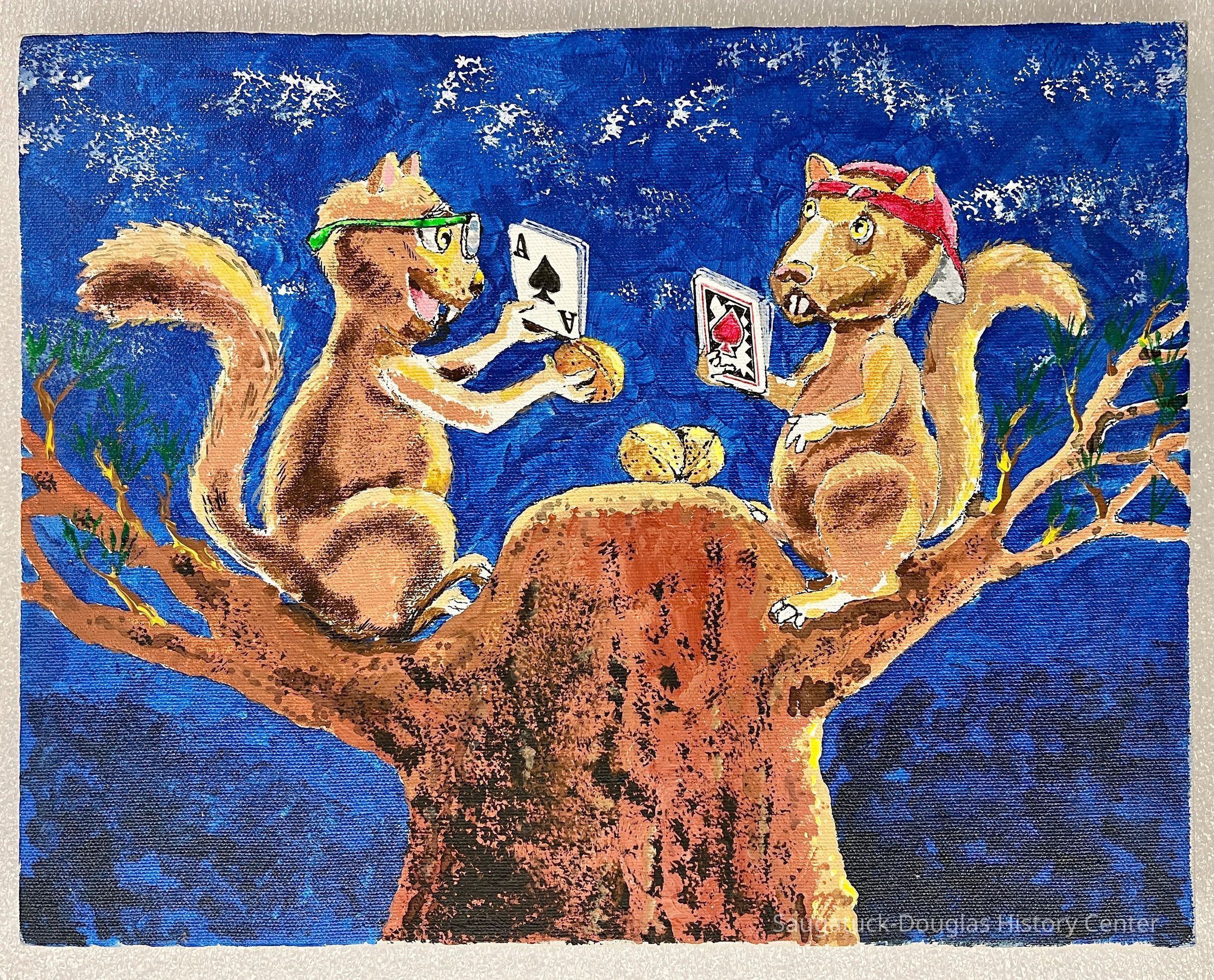 Squirrels playing cards picture number 1