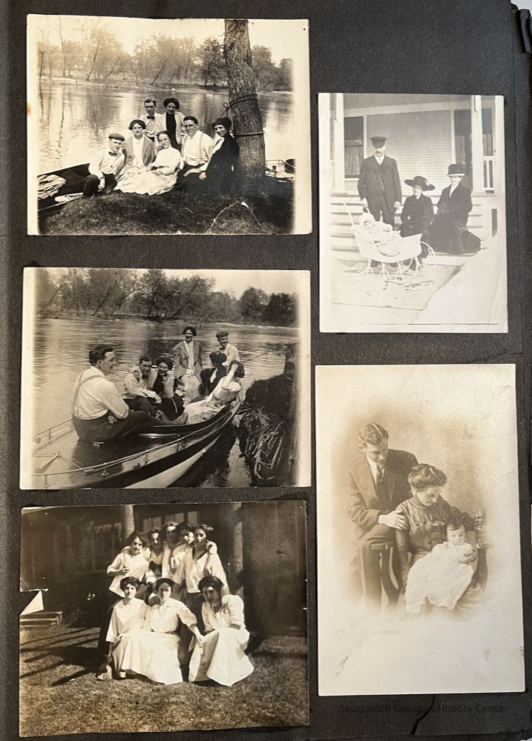          Upper right: John and Mary Koning with a new grandchild. Lower right: Ira and Olive with baby Erwin, Feb. 18, 1912
   