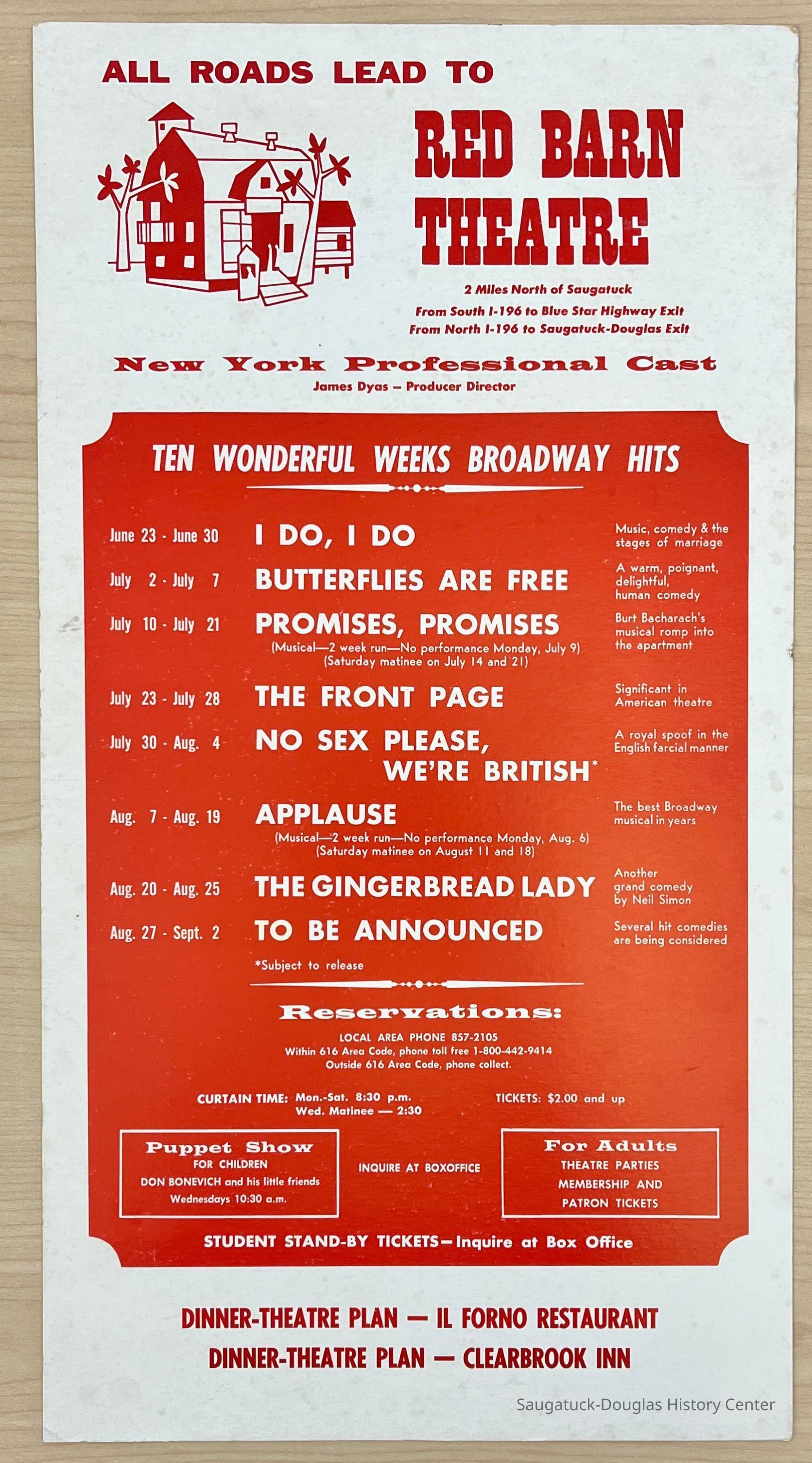 Red Barn Theatre Poster 1973 picture number 1