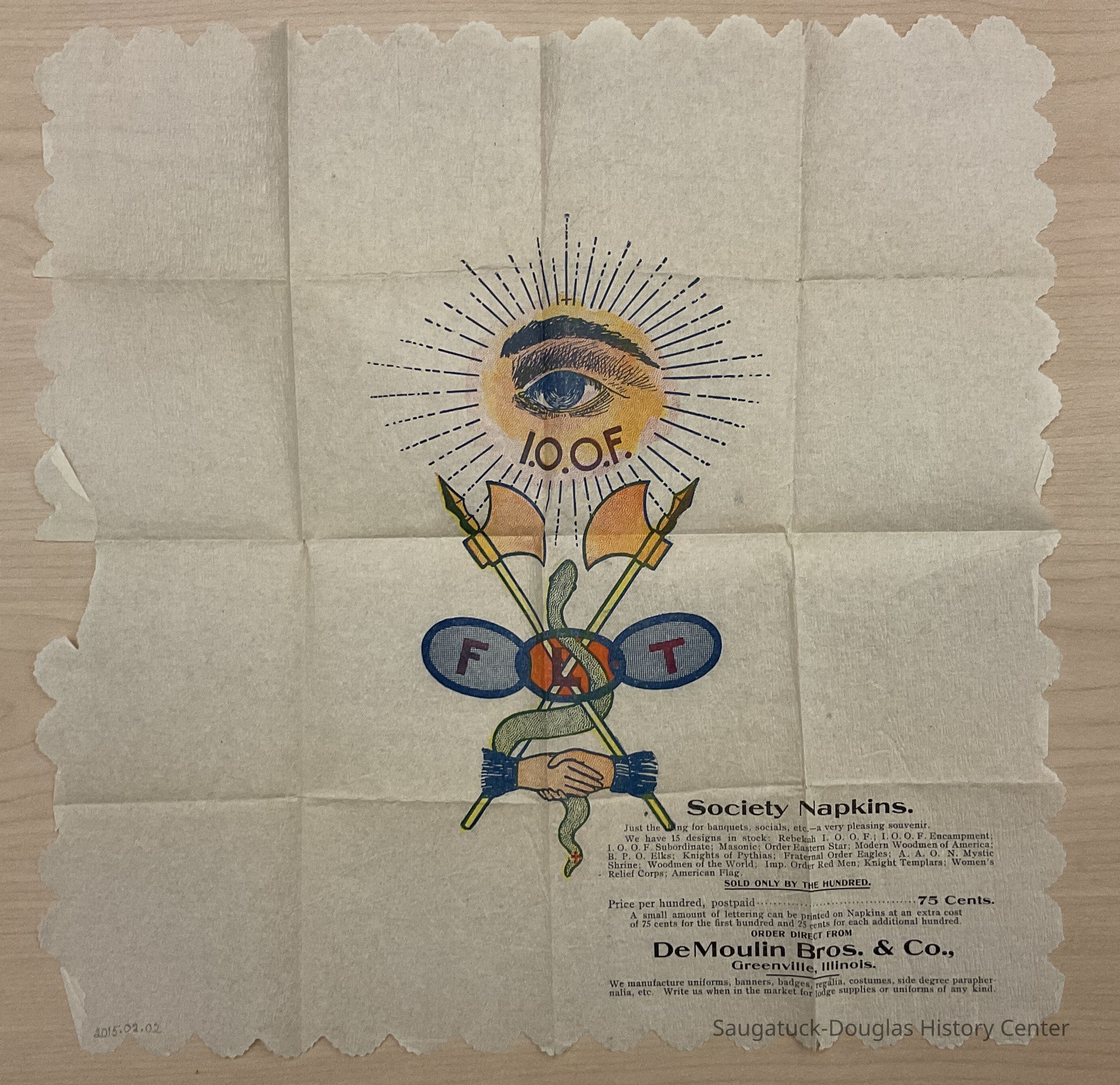          I.O.O.F. paper napkin picture number 1
   