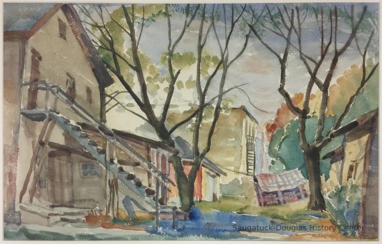          Watercolor painting of an alleyway in Douglas
   
