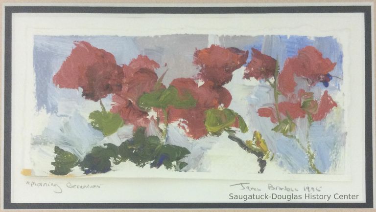          Watercolor painting of geraniums
   