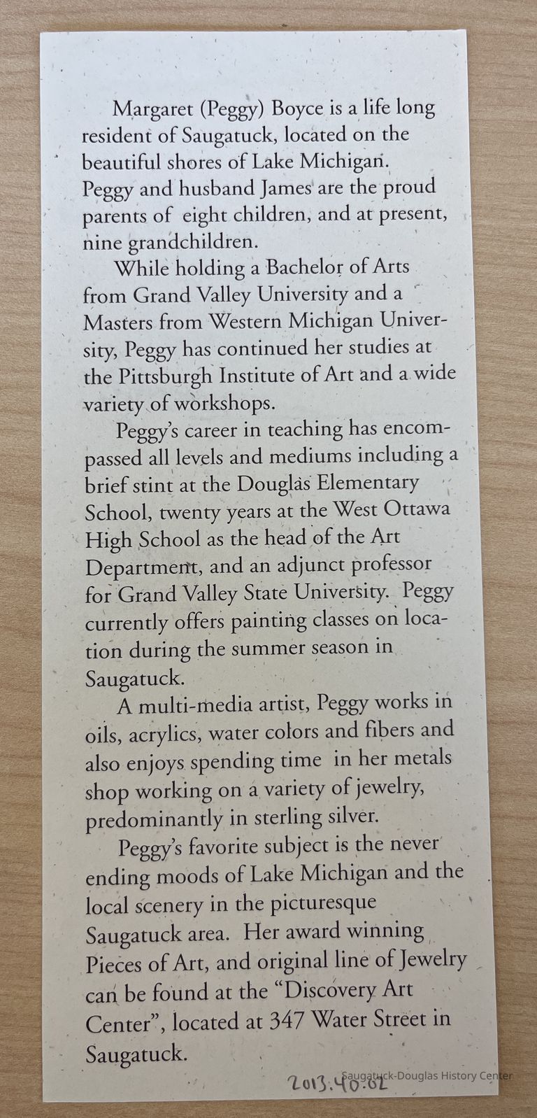          Biography of Peggy Boyce picture number 1
   