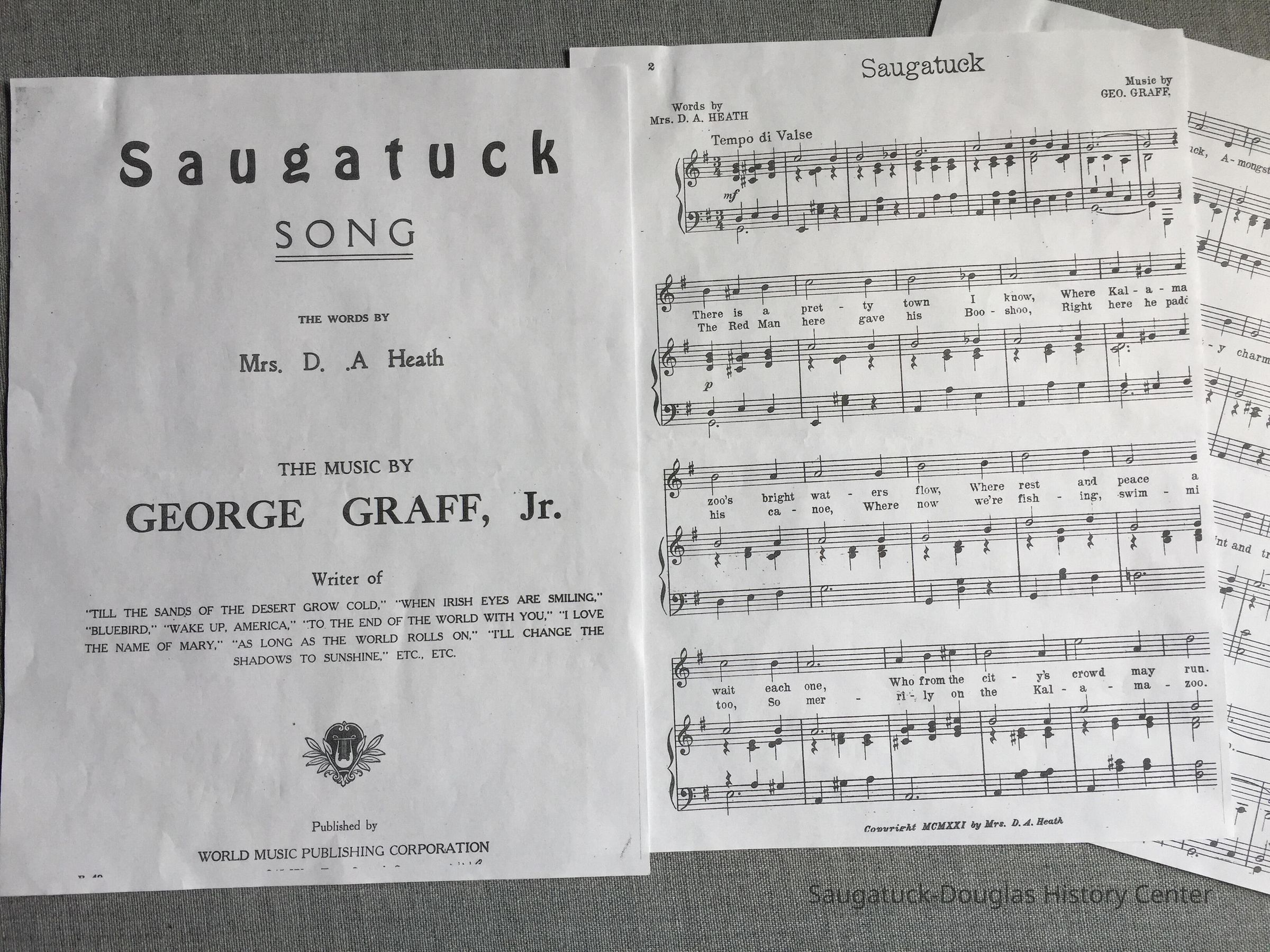 Saugatuck Song sheet music photocopy picture number 1