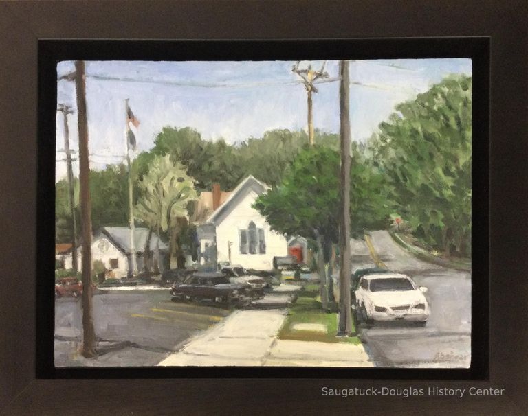          Acrylic painting of the Methodist church in Saugatuck
   