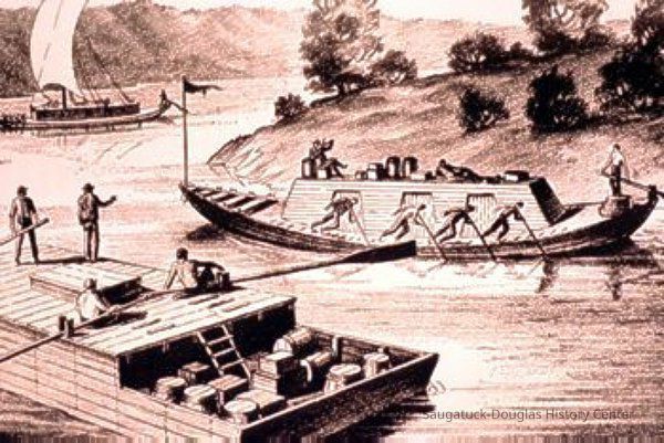          https://en.wikipedia.org/wiki/River_pirate; Burlington Hawk-Eye, Burlington, Iowa, Sat. morning, 8 May 1858. From the North Iowa Times (McGregor), Extra, 4 May 1858
---

Mississippi Pirates Caught - $5,000 Worth Of Property Recovered - Application Of A Hemp Persuader

In our last issue we gave a brief account of a system of thieving that seemed to have been successfully carried out in this vicinity for the last few months. We now have the gratification of announcing the discovery of some of the robbers and the rescue of a large amount of merchandize belonging to the neighborhood. As it is our design to publish in our regular issue, which will be delayed to obtain the facts which may be elicited on an investigation, a full history of the developments which the past [words missing], we forbear a minute detail of matters as they now present themselves. There may be cause for change of opinion in relation to certain parties - hence the general absence of names in this article.

The rendezvous of the robbers of the Upper Mississippi has been for the past year the old ferry building on the west side of the river from the Prairie du Chien Upper Ferry. At that place goods have been stored from points as high up as La Crosse, and if the statements of prisoners can be relied on, there have been fitted out at that place more expeditions than one to the lower river.

It seems a carpenter named Ralph (his last name we have not learned) has been in the employ of the robbers for several months, building boats, &c., &c., preparatory to a voyage down below. One day last week a quarrel ensued between Ralph and some of the party, which resulted in Ralph's exposure of the villains. Ralph came down to McGregor and gave such information in relation to their practice and plans as led to an immediate organization for their detection.

On Friday morning last, Constables Kee and Brown, of McGregor, and several of our most active citizens, left this place for the island known as Big Island, opposite the mouth of Sni Magill Creek, about five miles below this, and nearly opposite Wyalusing. The river at present is very high, and scarcely any portion of the island is out of water, and hence the skiffs of the adventurers had access to almost all portions of the suspected territory. After a thorough reconnoiter, the boat containing Kee, Ralph, and our fellow citizen Sanford L. Peck, Esq., discovered a tent or camp on the island, in which were found Geo. Sciville [Scovill], an English butcher, of McGregor, a man partly blind, named Howell, and a boy 9 years old, whose name we have not learned. These were captured, and from them it was ascertained that a man calling himself Dr. Bell (a veterinary surgeon, late partner to Joseph Bayless of this vicinity), was in command of a boat moored in some of the sloughs of the island, and that said boat was loaded with stolen goods to the amount of several hundred dollars.

On the next morning, Kee, Peck and the boy proceeded to look up the boat, and having discovered it, came to within close distance before any signs of life were exhibited on board. The barking of a dog on the pirate vessel roused its captain, and he sprang out on the bow in his shirt - seeing the boy, it is supposed he took the party for friends, and remarked that his 
