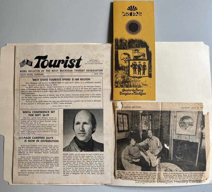 A. bulletin, B. brochure and C. clipping