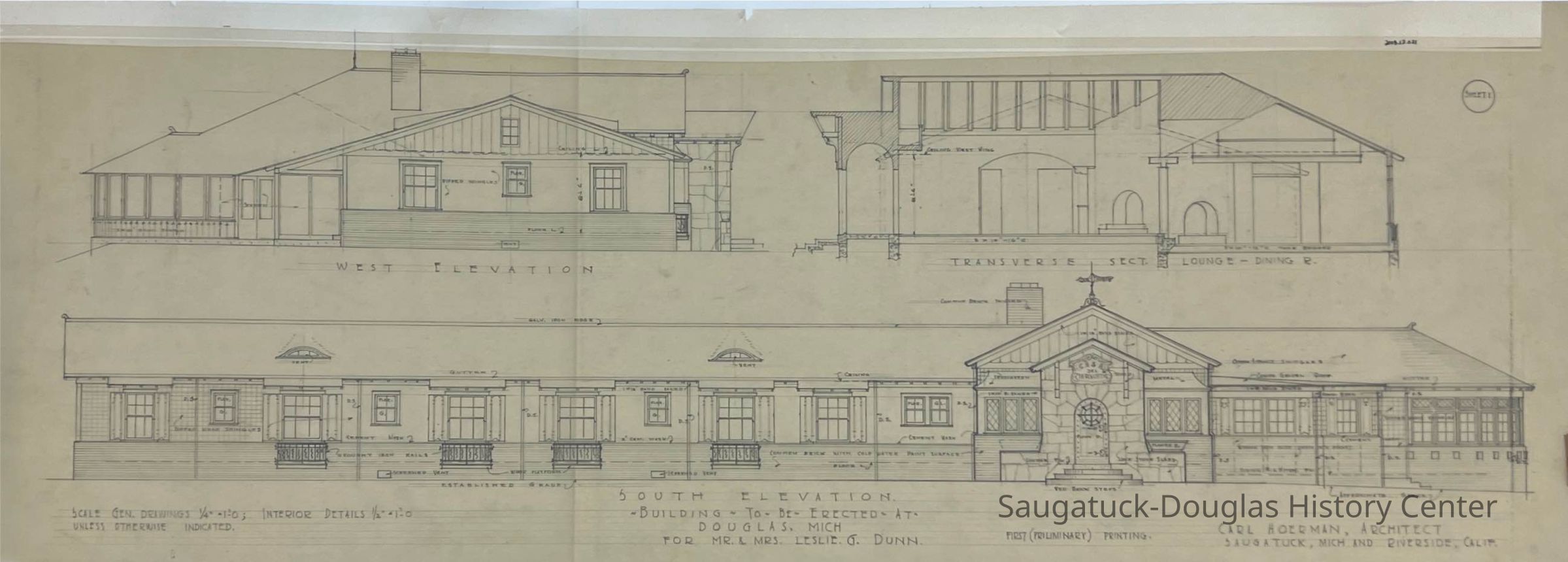 Building To Be Erected At/Douglas, Mich./ For Mr. & Mrs. Leslie G. Dunn. (Dunn) picture number 1
