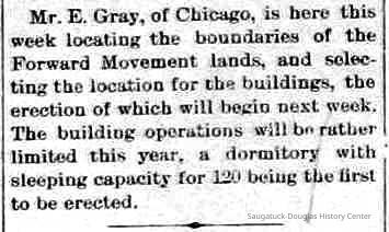 1899 Mr. E. Gray of Chicago visits