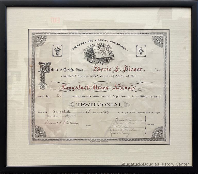          Saugatuck Union School diploma 1891 picture number 1
   