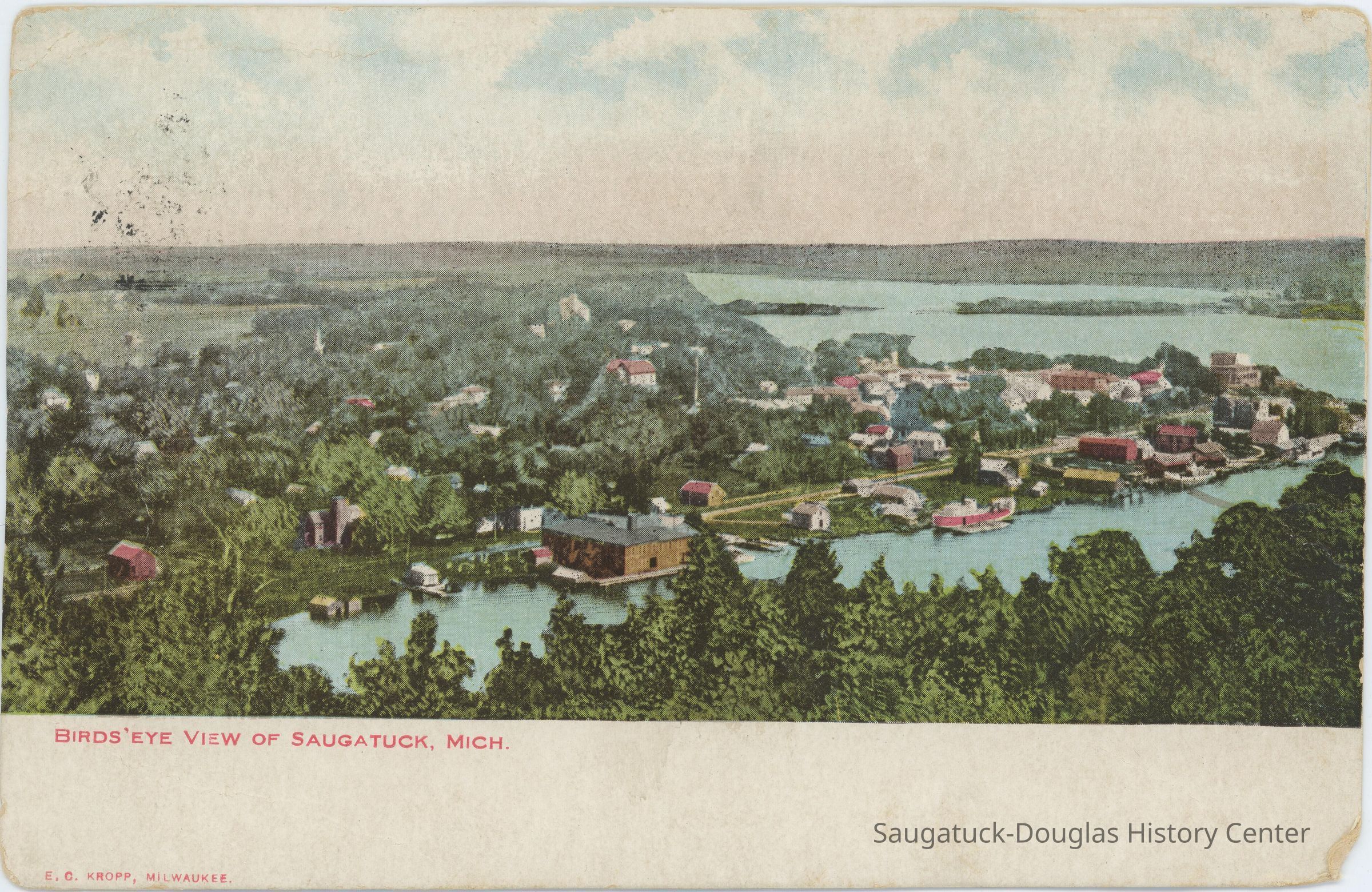 Birds' Eye View of Saugatuck, Mich. Postcard