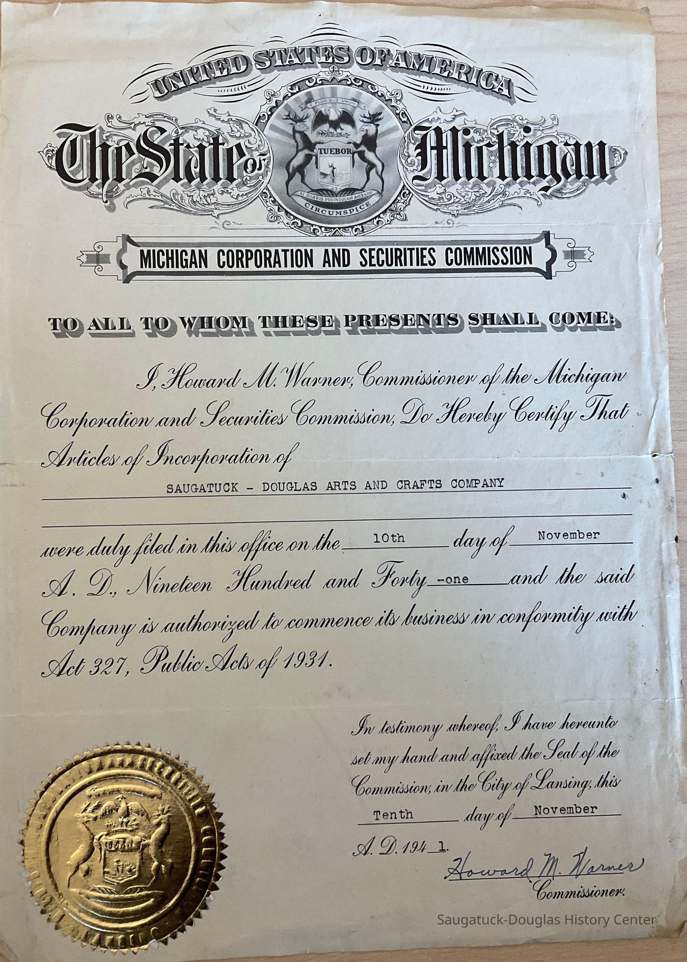 Michigan Certificate of Incorporation picture number 1