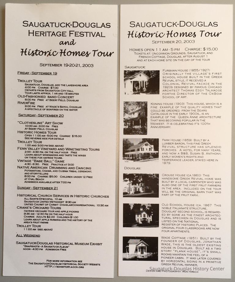          2003 tour ticket with events and homes listed
   