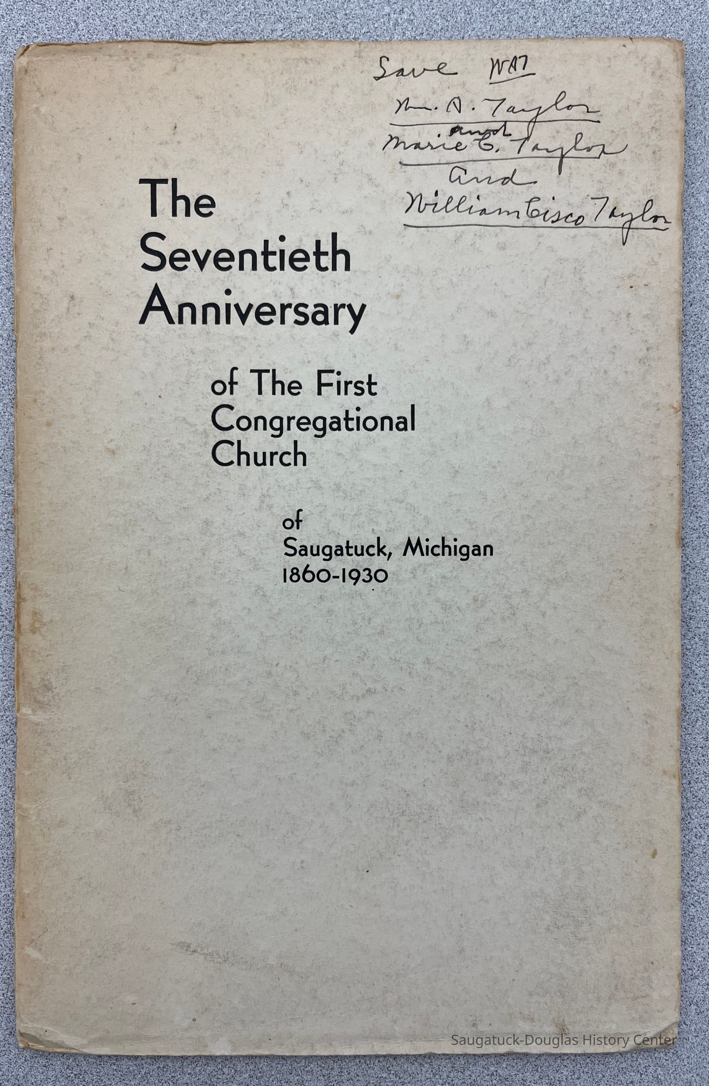 Congregational Church 70th Anniversary booklet picture number 1