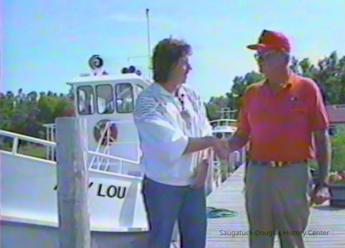          Host Len Kluge interviews Larry Hattinga, captain of the Ary Lou
   