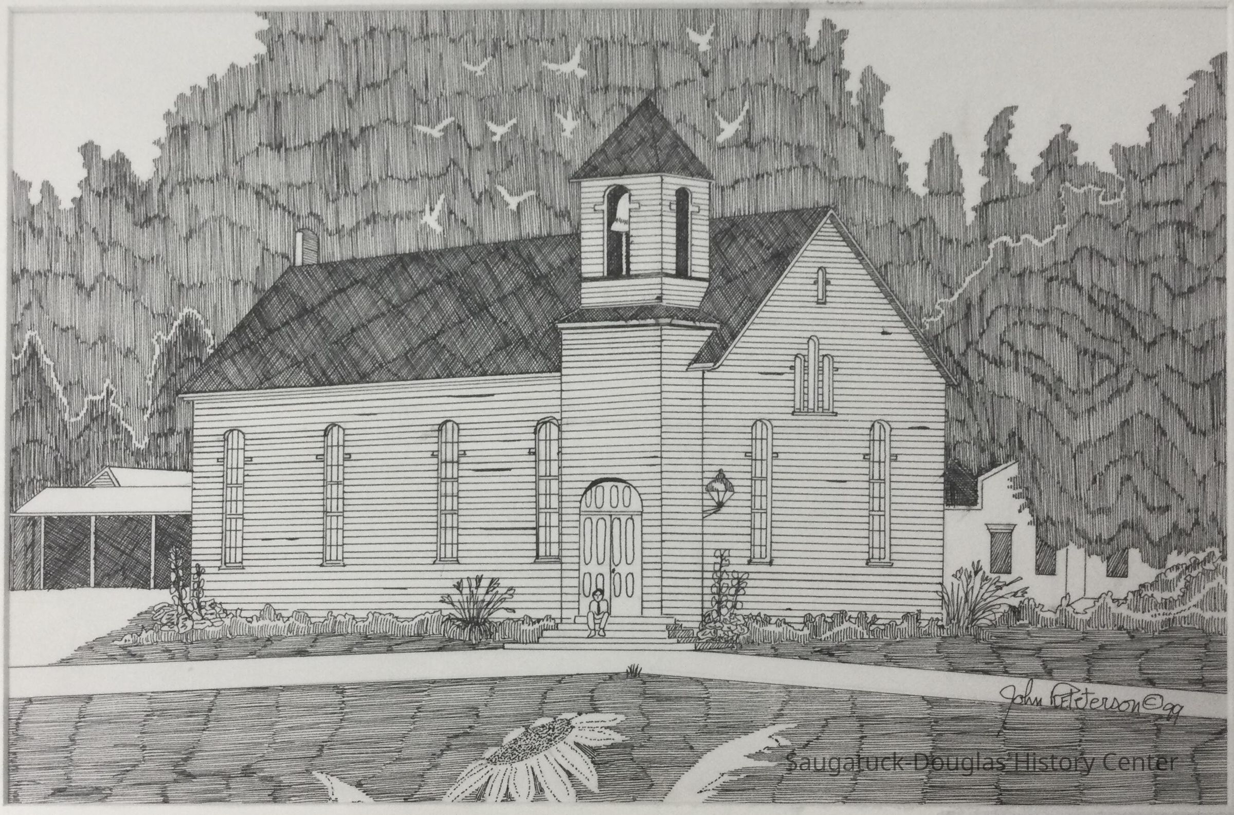 Drawing of a church