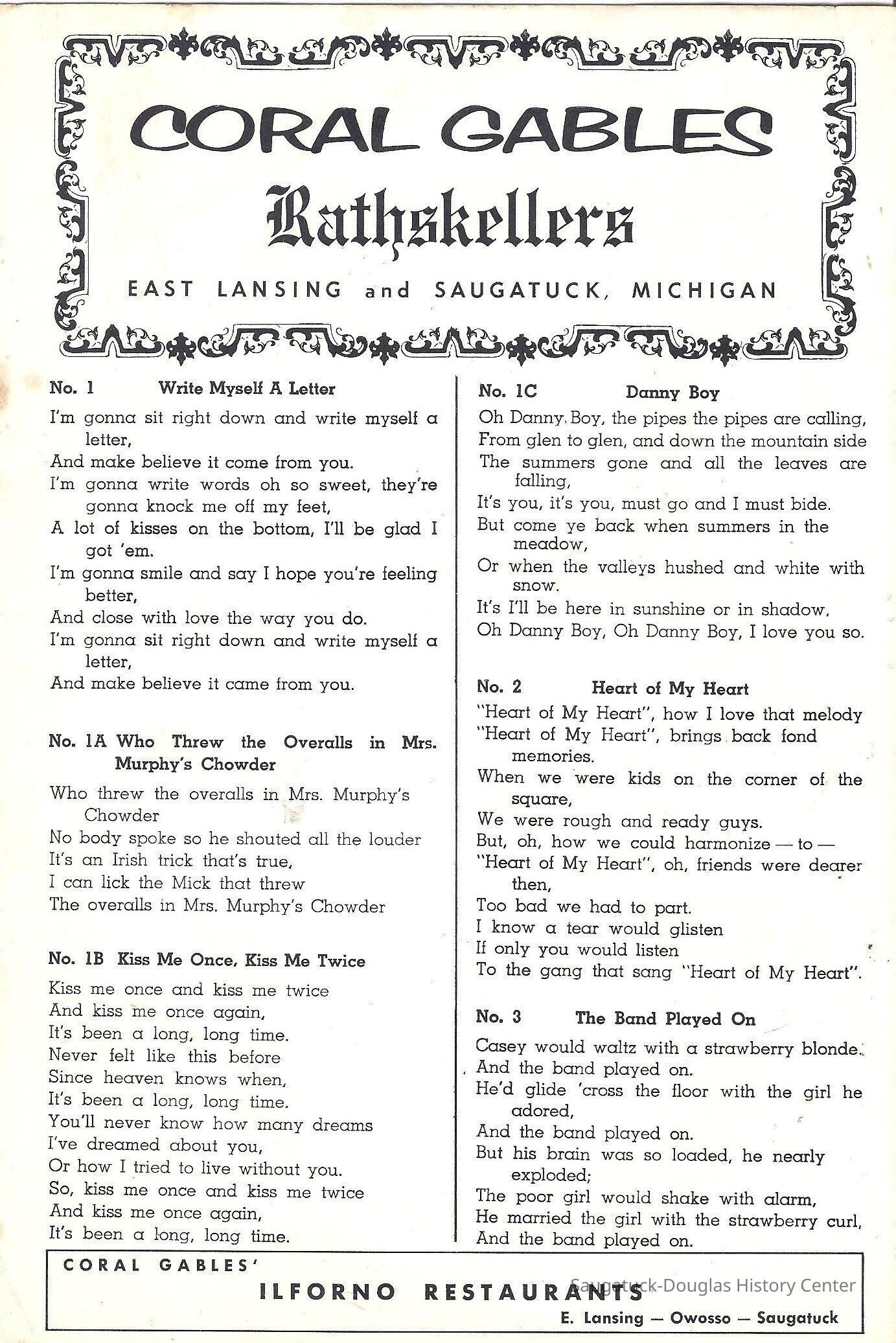 coral gables song sheet