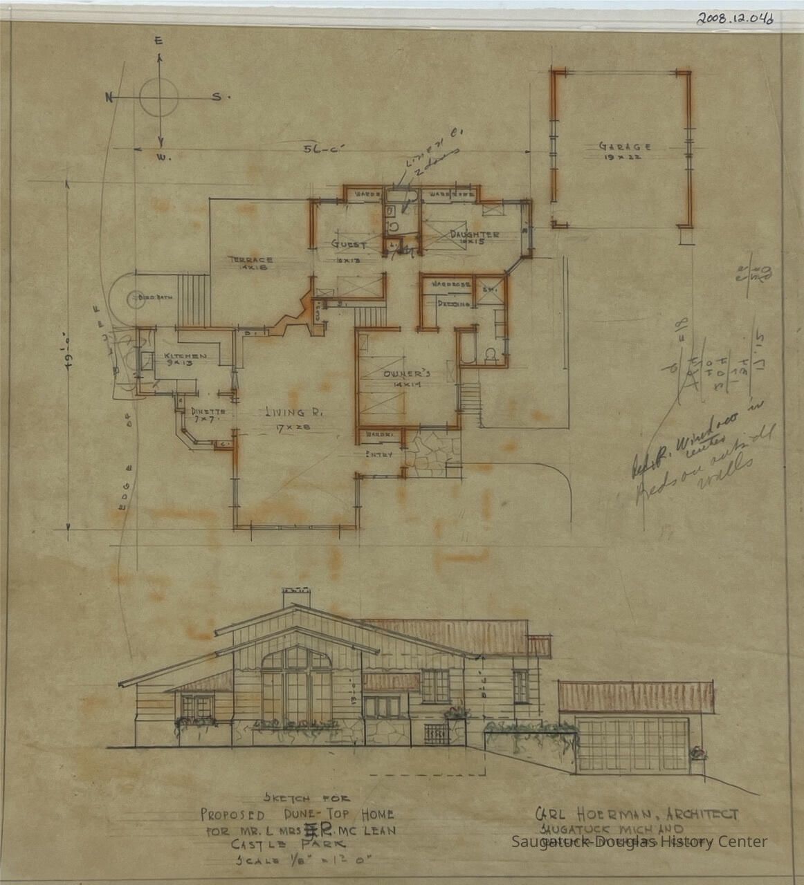          Sketch For/Proposed Dune-Top Home/For Mr. & Mrs. E.R. McLean/Castle Park (McLean) picture number 1
   