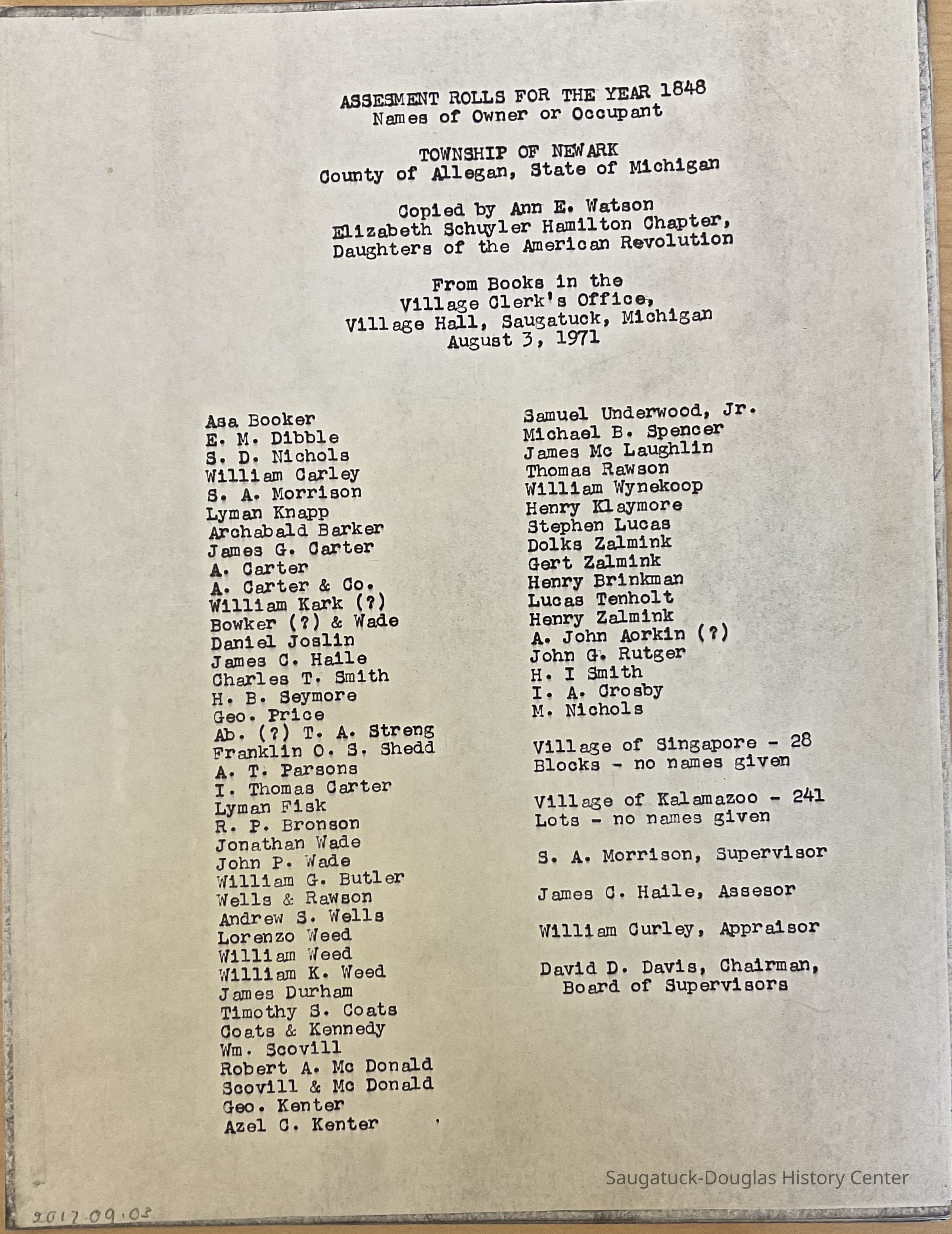          Assessment Rolls for Newark Township picture number 1
   