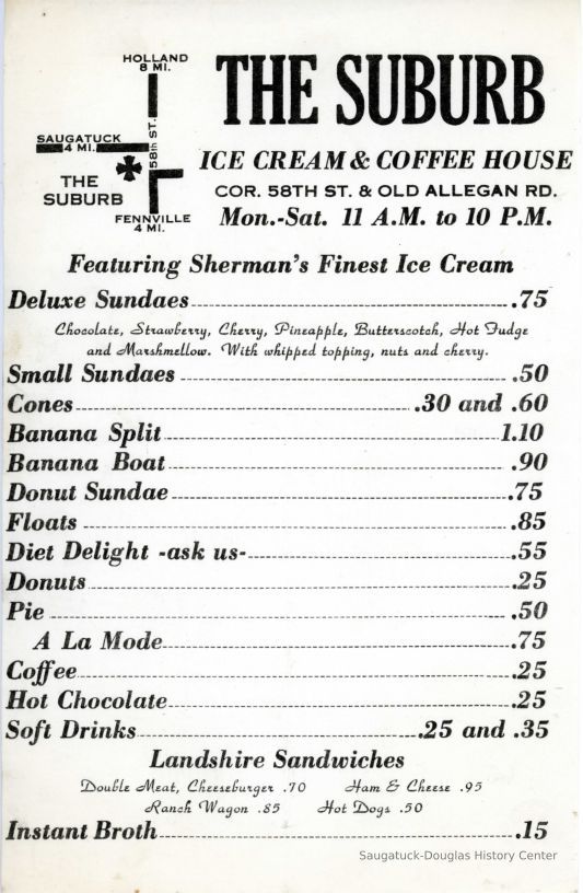          The Suburb Ice Cream & Coffee House Menu
   