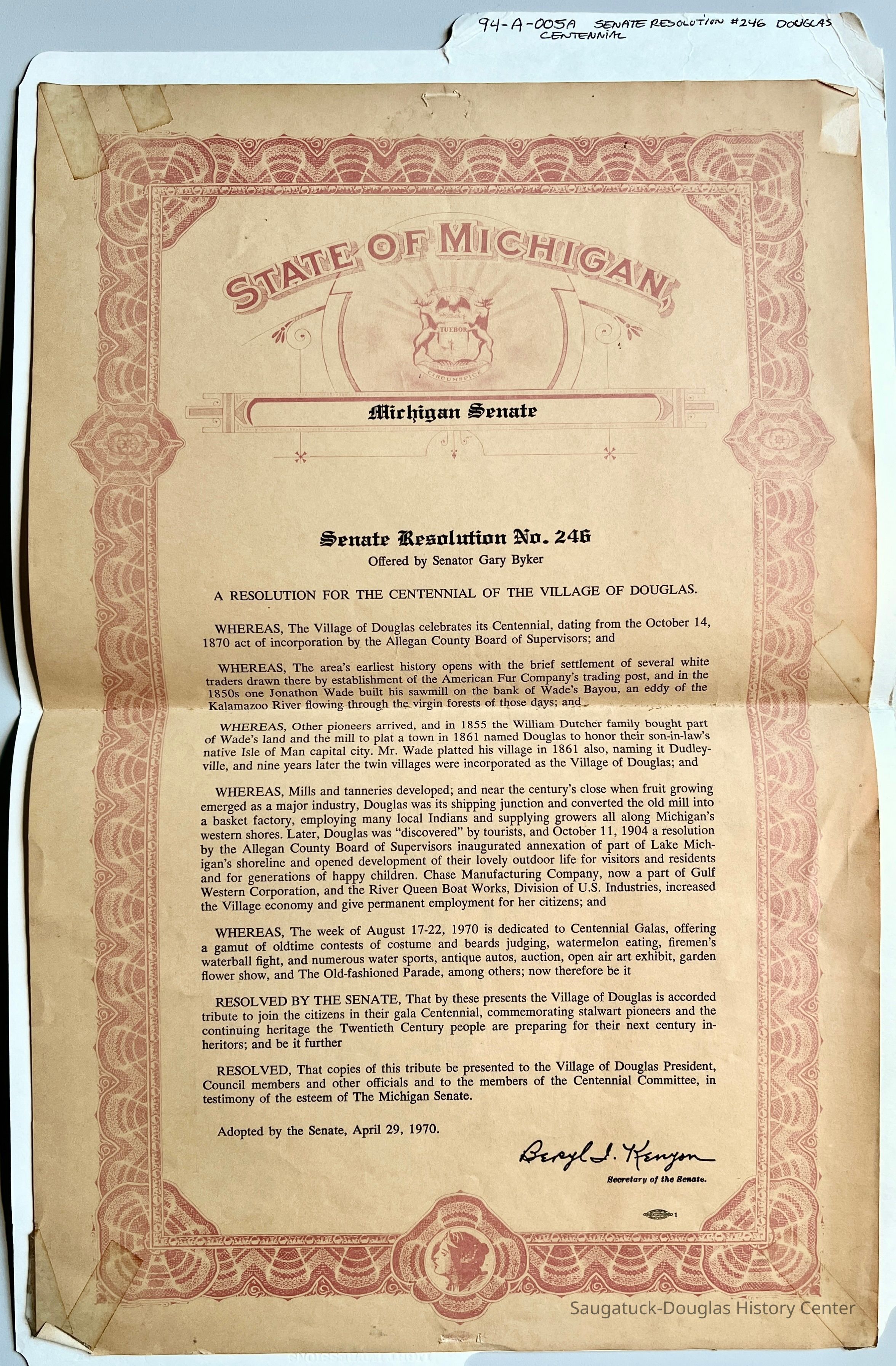          Douglas Centennial Resolution 1970 picture number 1
   