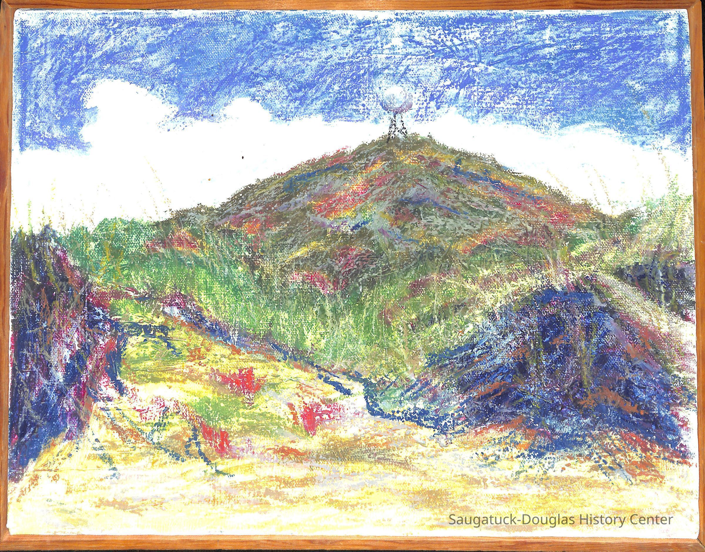 Oil pastel drawing of Mt. Baldhead dune