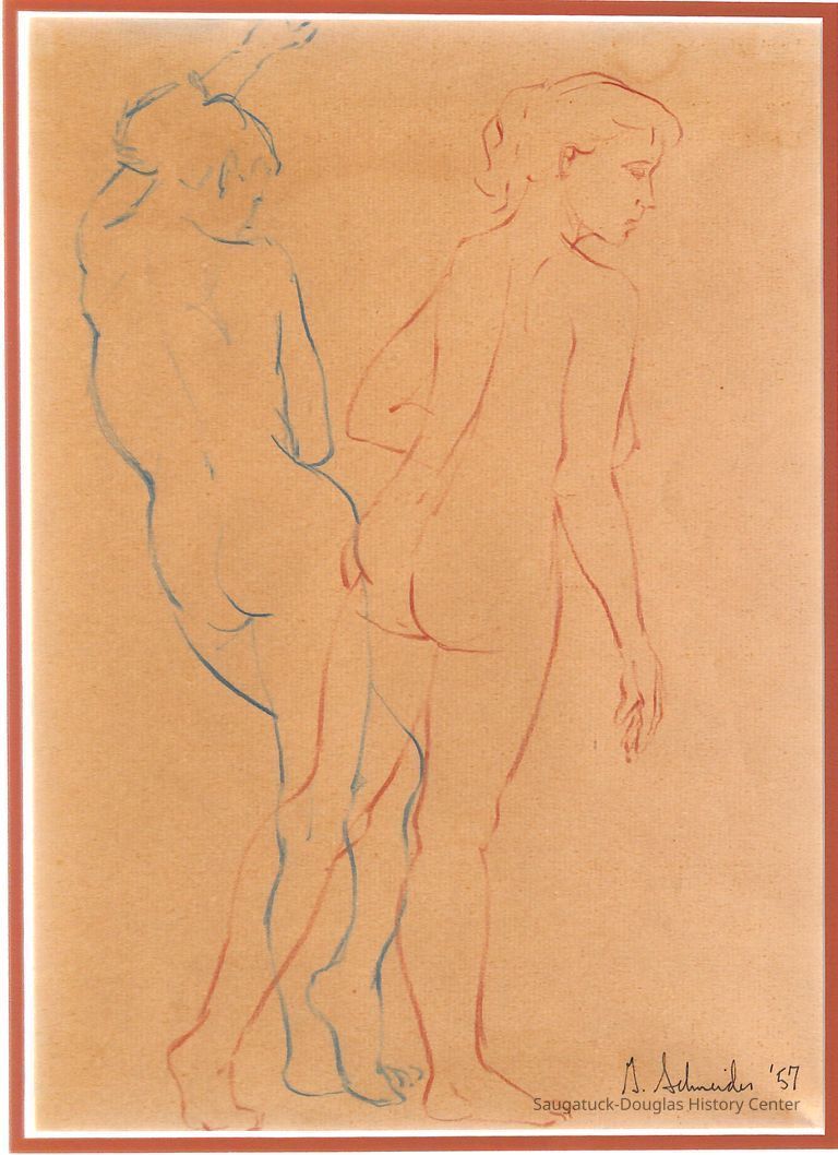          Drawing of two nudes
   