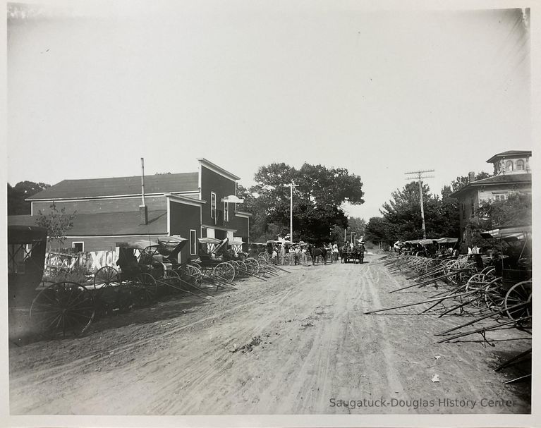          “Mason Streeet looking east - before Methodist Church was moved down from hill.”
   