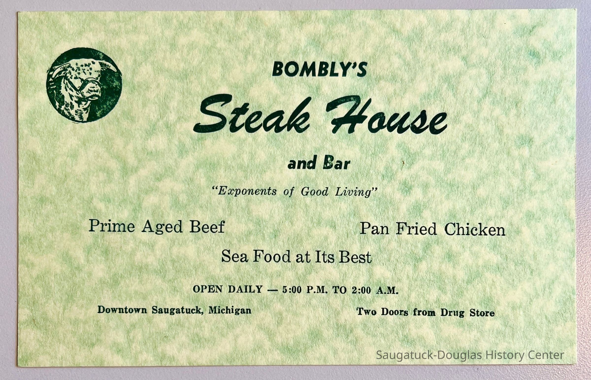          Bombly's Steak House card picture number 1
   