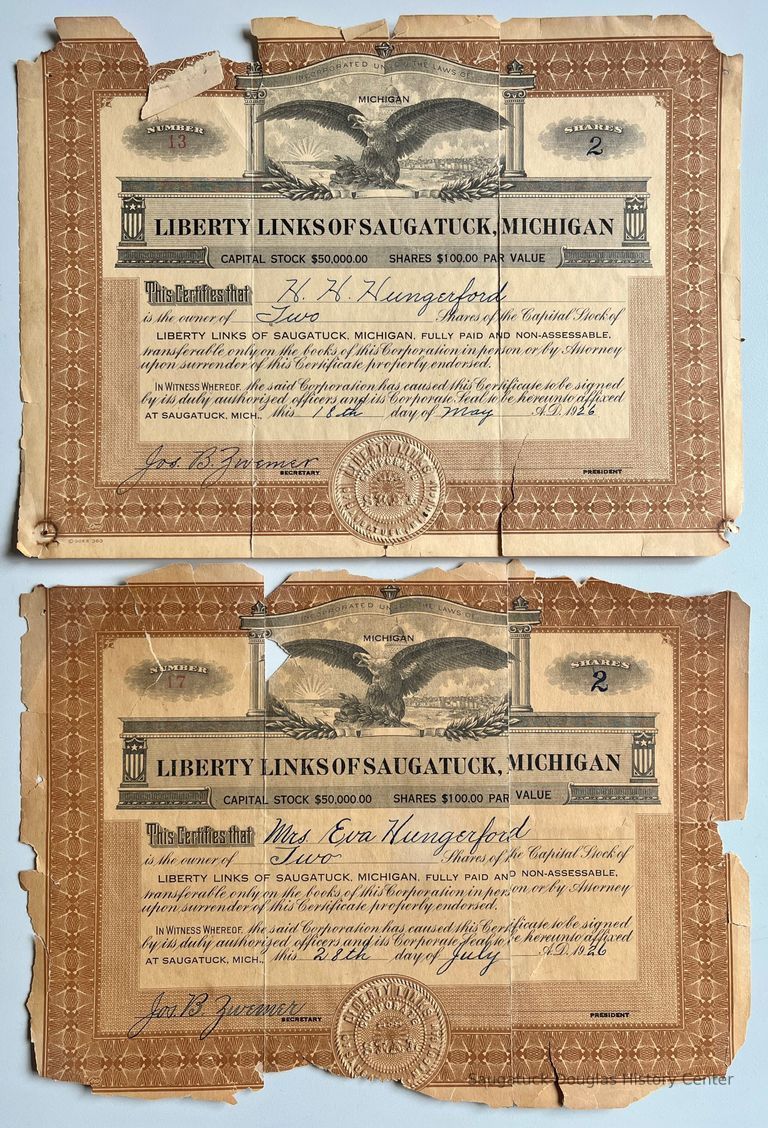          Liberty Links (Clearbrook Golf) Stock Certificates picture number 1
   