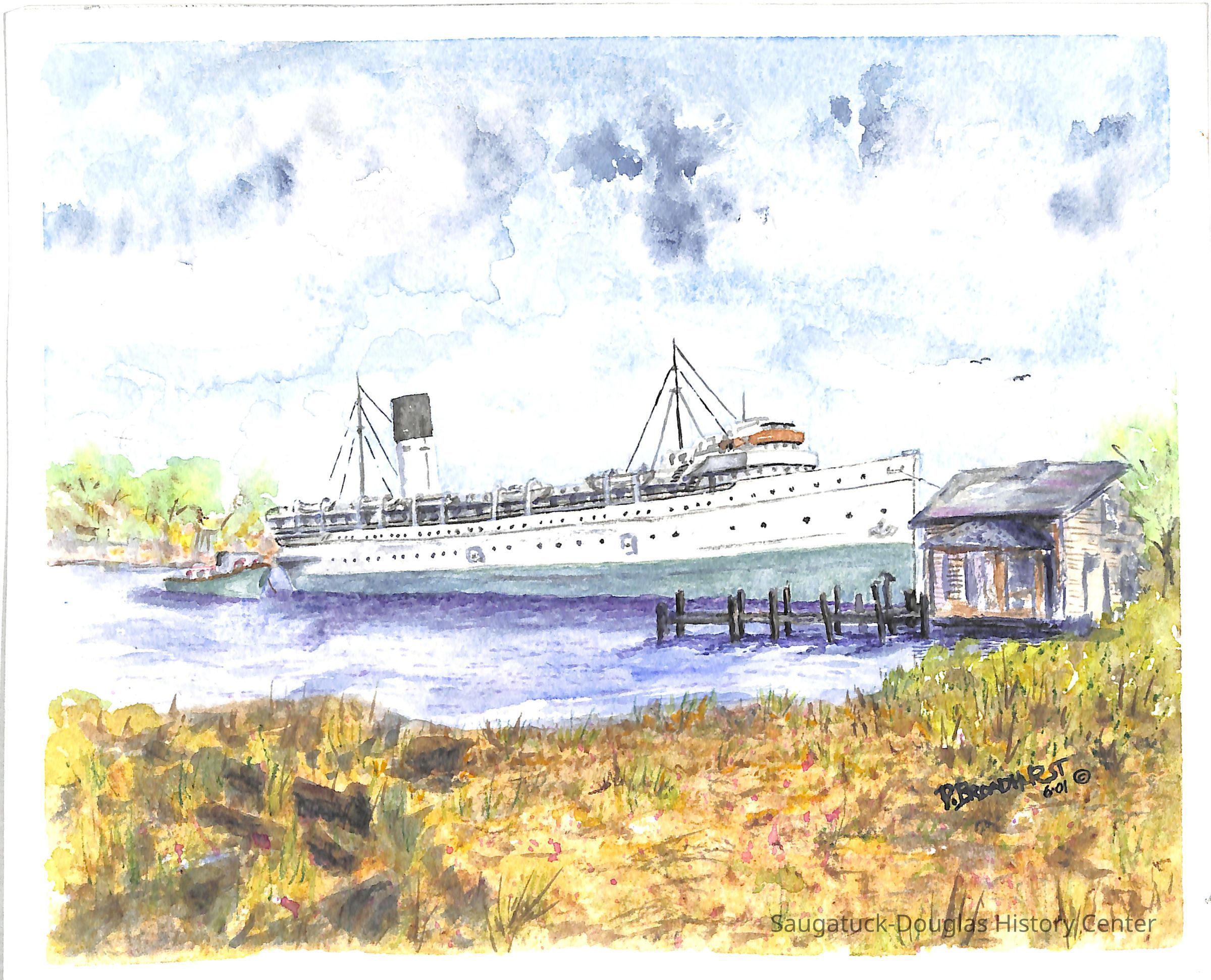 Watercolor of the SS Keewatin