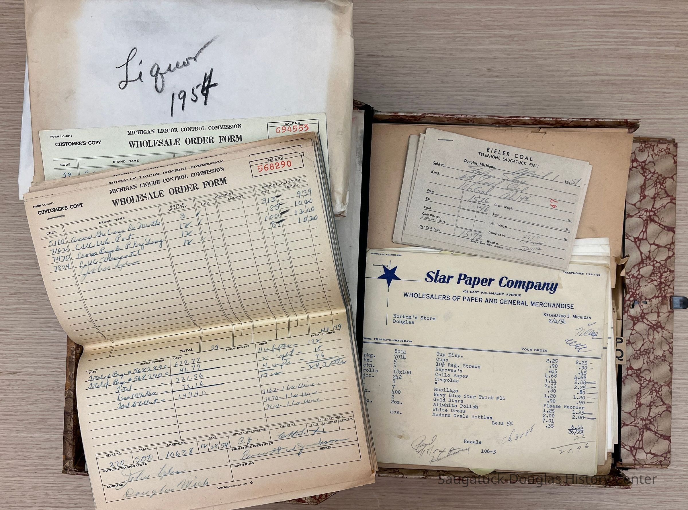 Michigan Liquor Control Commission documents needed for selling alcoholic products, Bieler Coal, Star Paper Company