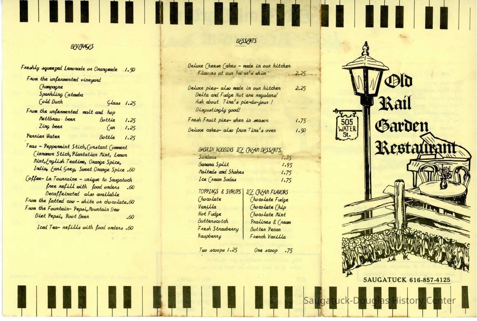 Old Rail Garden Restaurant Menu
