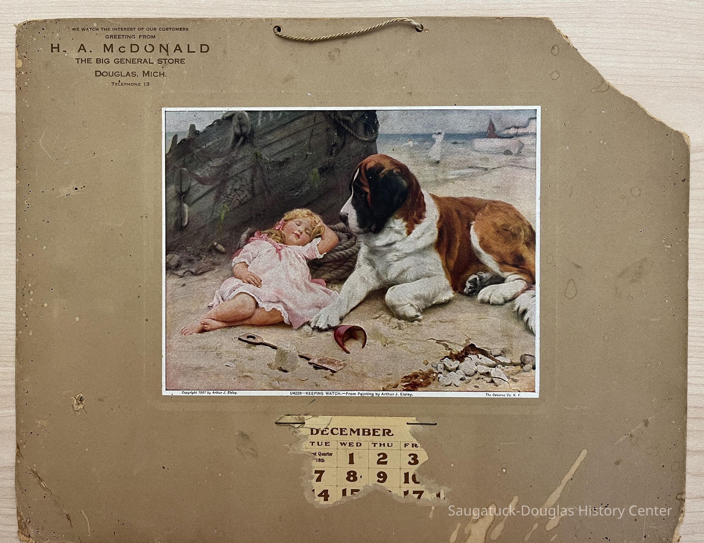          Calendar distributed by the H.A. McDonald - The Big General Store in Douglas Michigan picture number 1
   