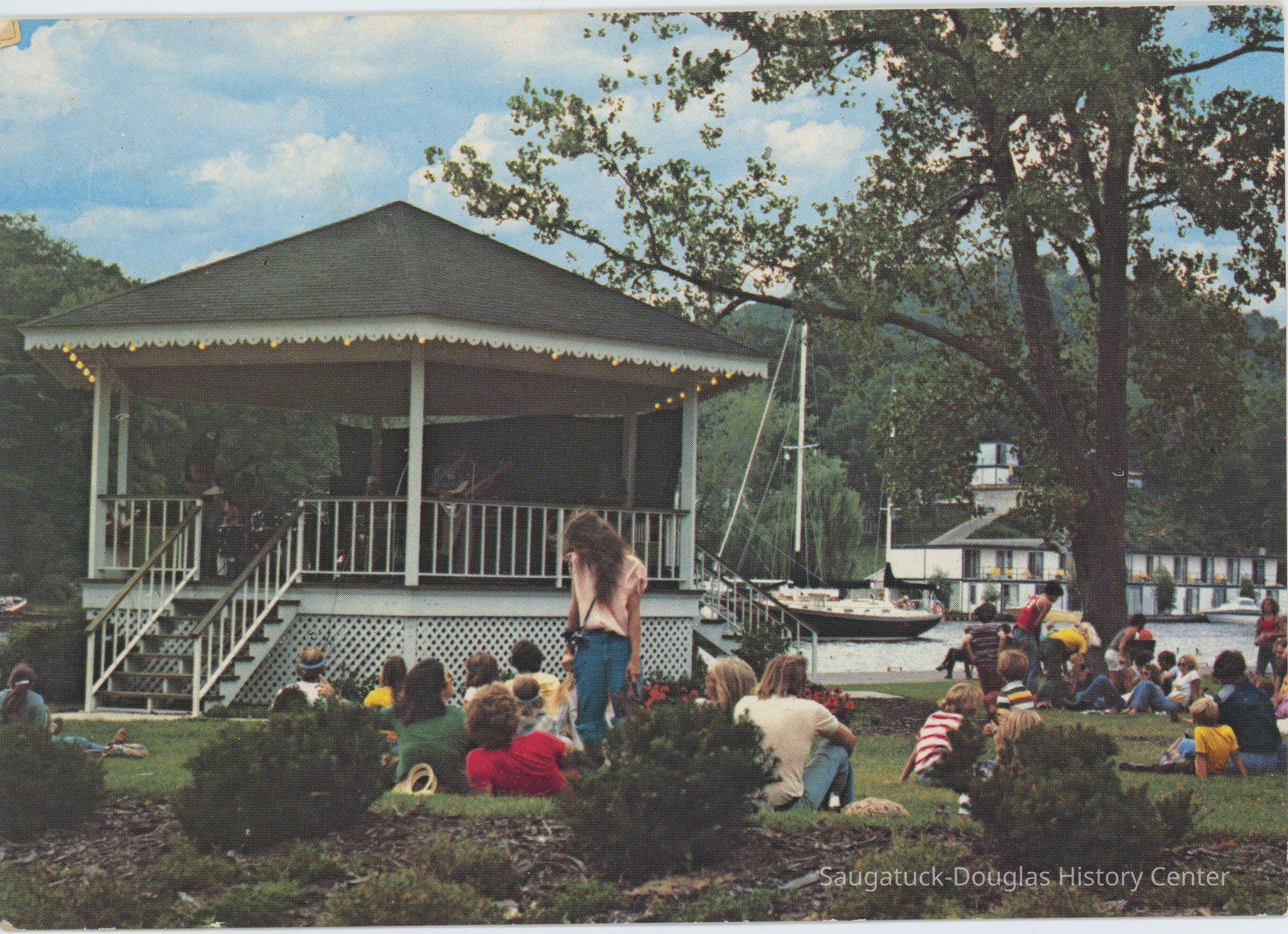 Bicentennial Bandstand on Saugatuck's Scenic Kalamazoo River Postcard