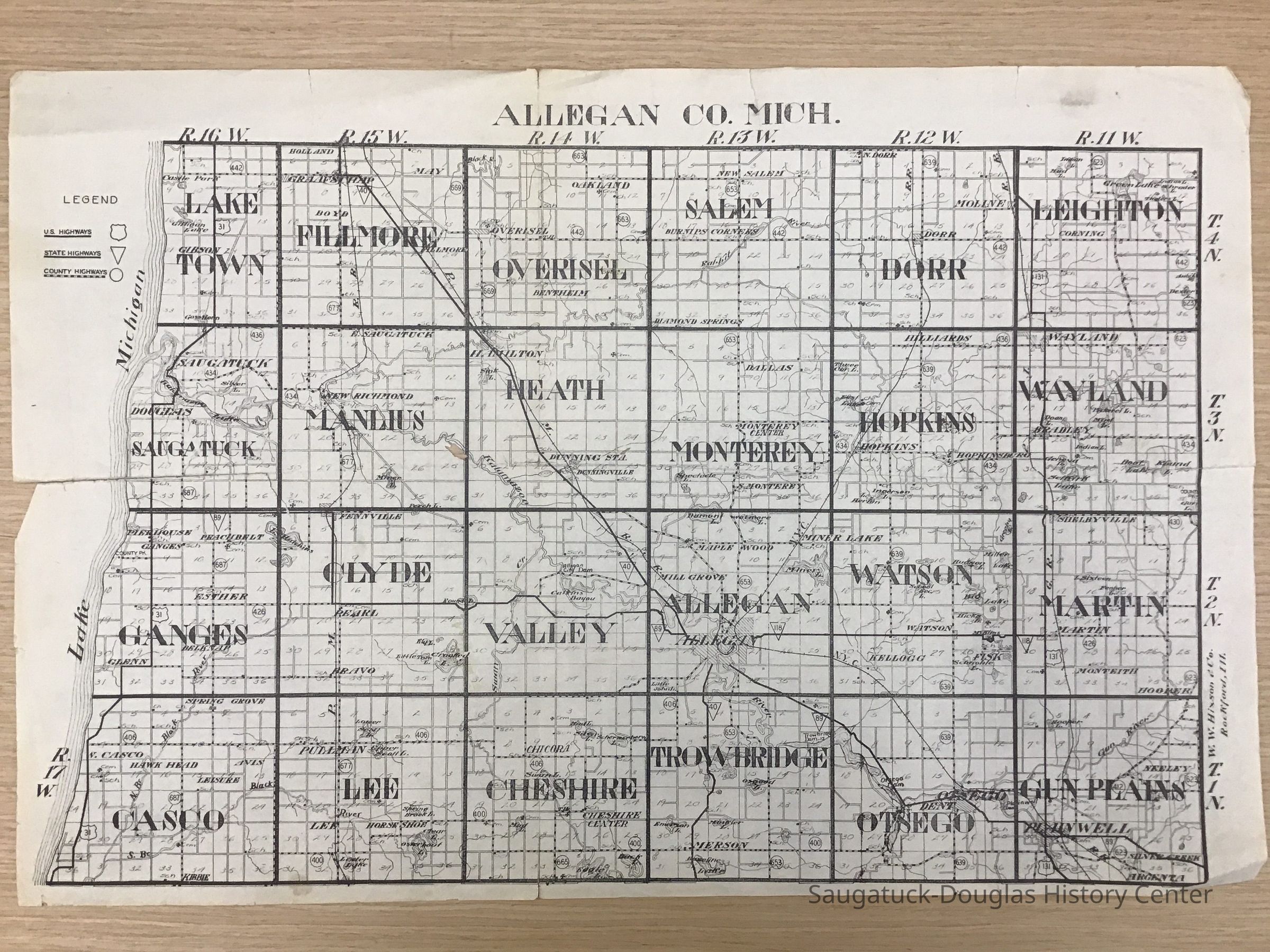 Allegan County Map 1956 Hixson picture number 1