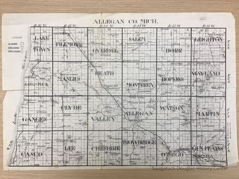 Allegan County Map 1956 Hixson