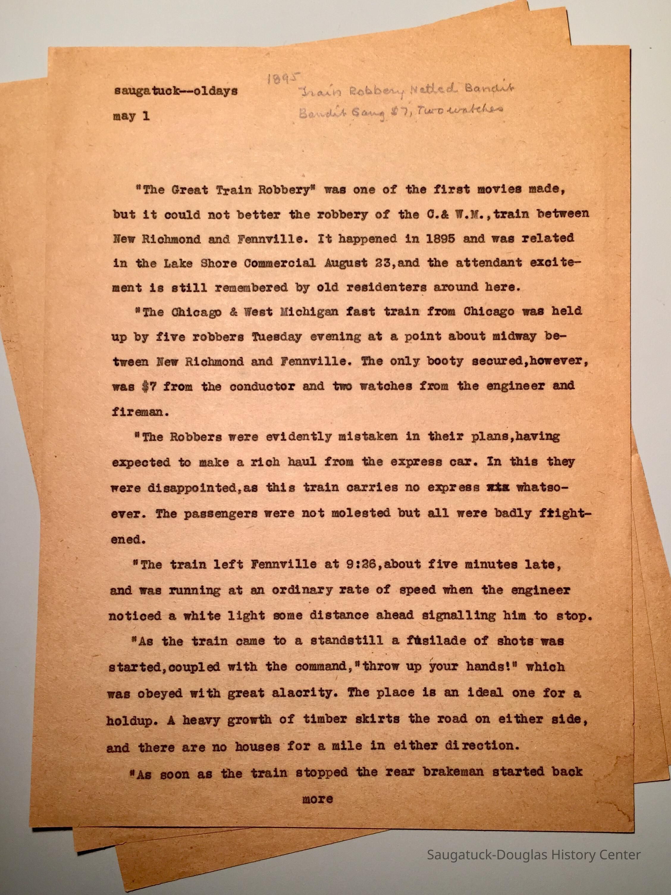 Train Robbery account 1895 picture number 1