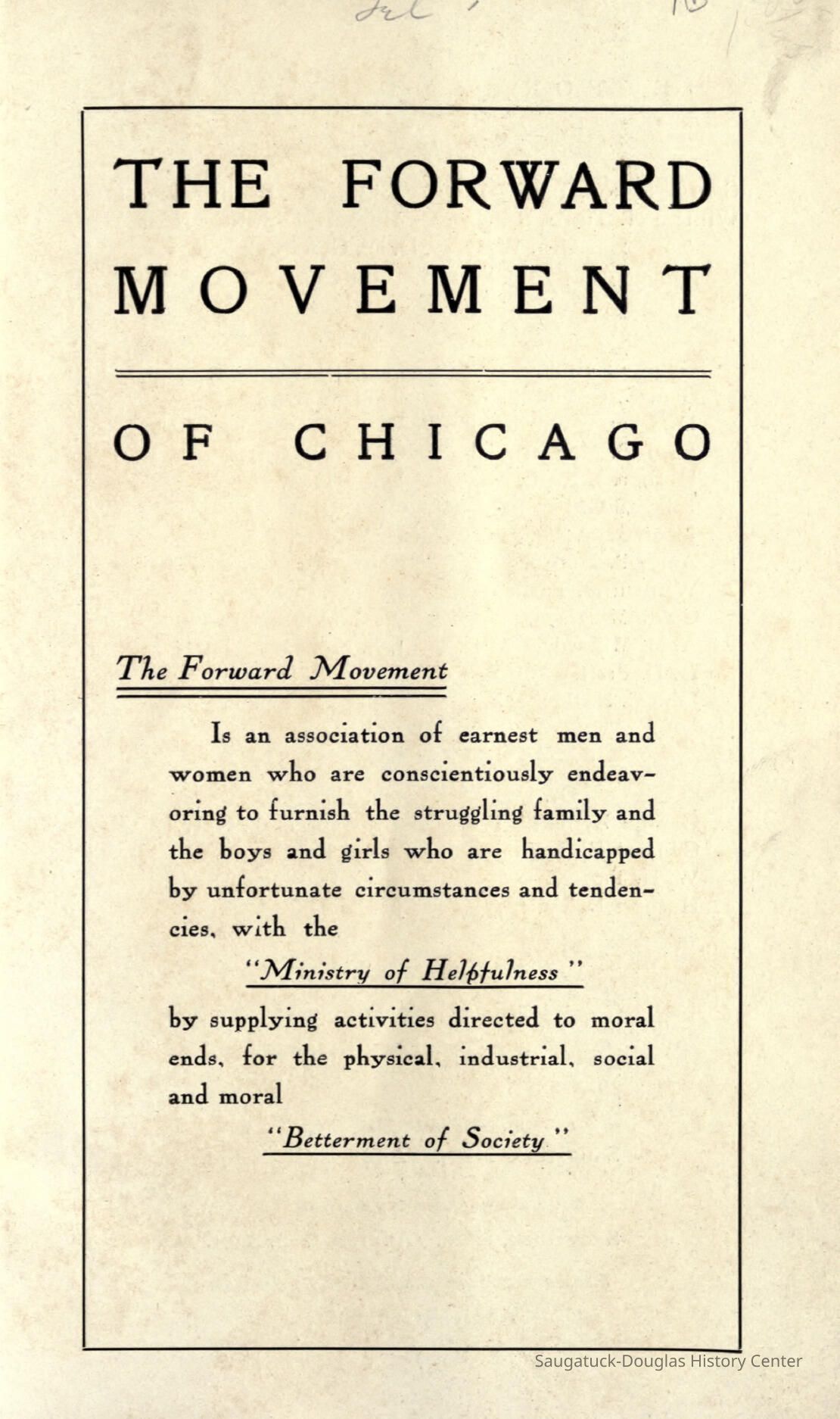          Forward Movement of Chicago booklet PDF picture number 1
   