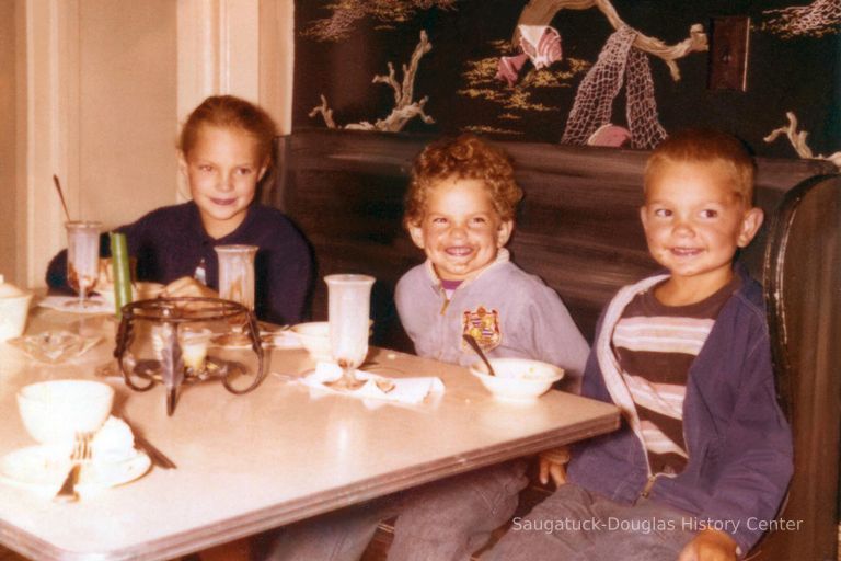          Debbie, Spring and Tom Bussies after parfaits at the Wave Crest, about 1960s
   