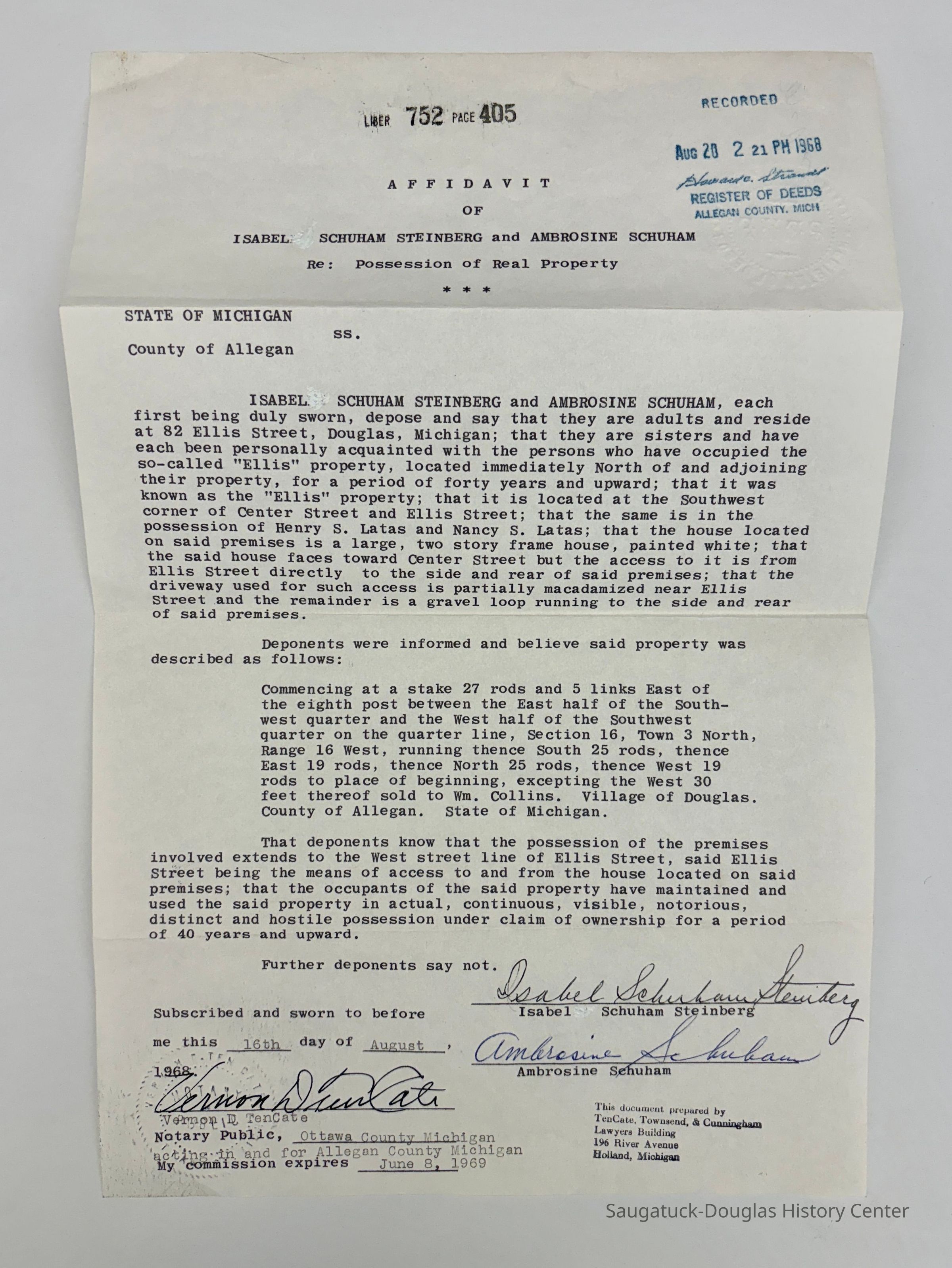         Schuham Affidavit and Survey picture number 1
   